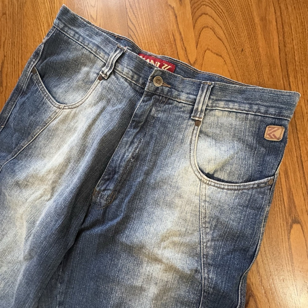 Vintage Y2K Karl Kani Blue Denim Skater Hip Hop Baggy Loose Jean Shorts Men's 36